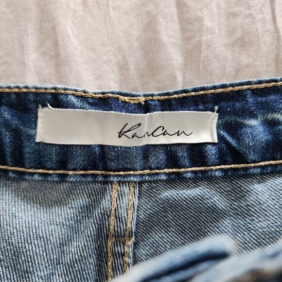 New Kancan distressed raw hem cuffed jean‎ shorts womens size S - Picture 3 of 6